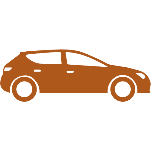 Symbol eines KFZ in Orange von links nach rechts